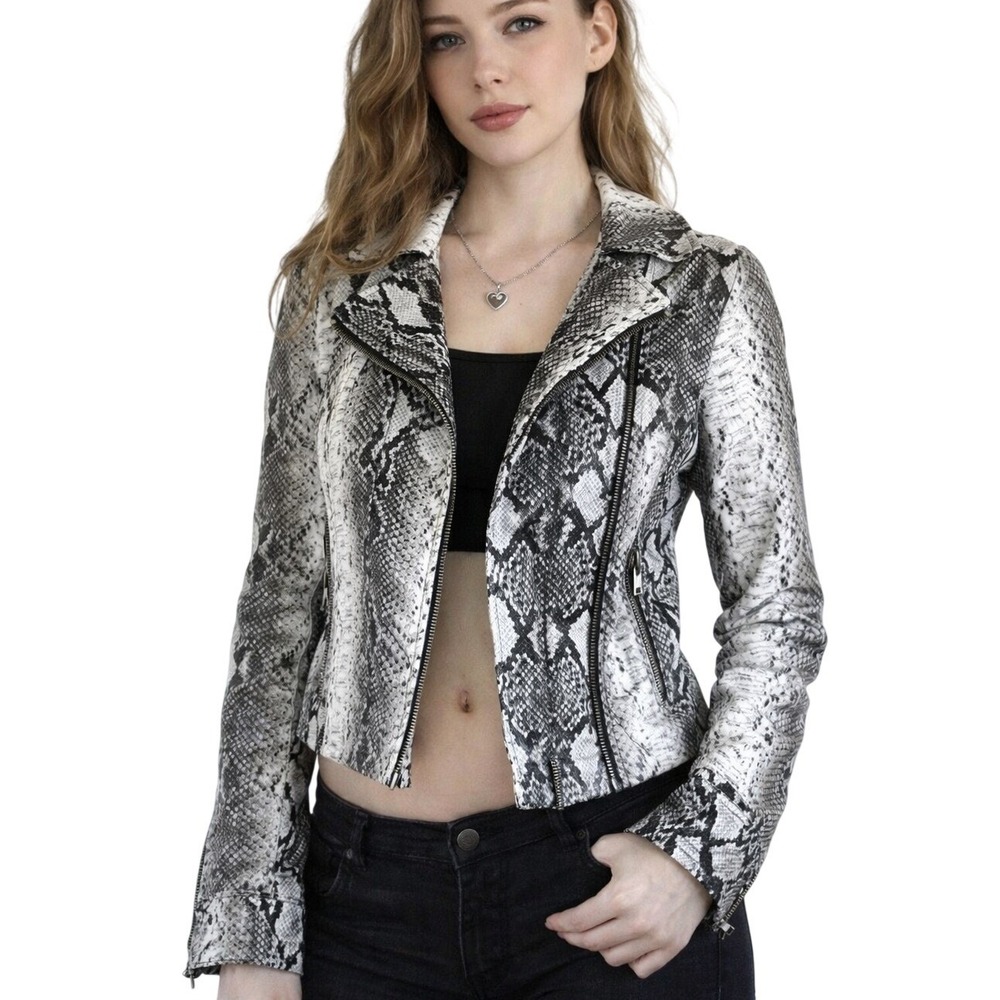 AFFLICTION‎ Sinner 2 Snakeskin Moto Jacket Faux Leather Grunge Y2K
